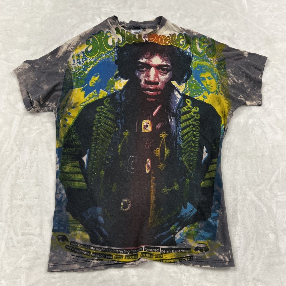 90s Jimi Hendrix mosquitohead Tee Mens XL Gray Acid Wash Are You Experienced USA